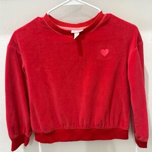 Girls red fleece sweater with heart detail